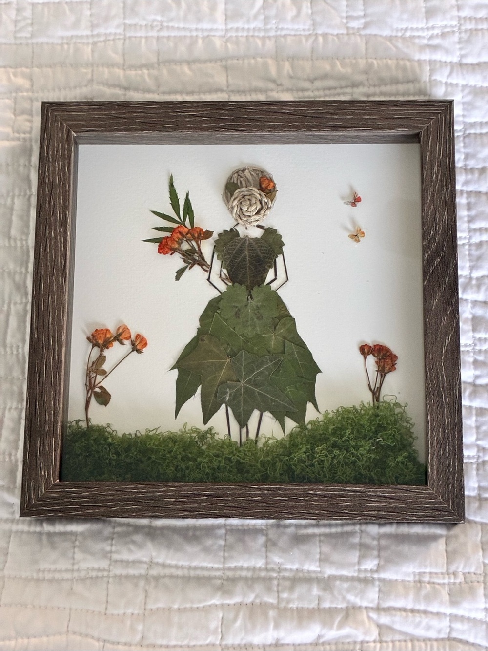 Handcrafted Leaf Fairy Wall Art - Green and Orange